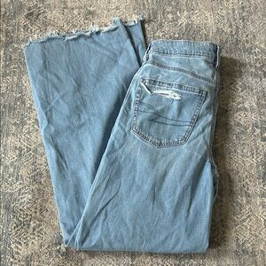 American Eagle Super High Rise Baggy Wide Leg Distressed Jeans - 6 LONG